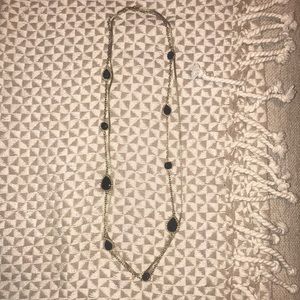 Ann Taylor Black Rhinestones long Necklace